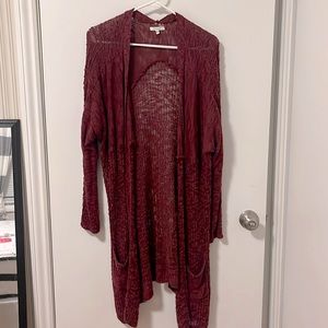 Long red Maurice layering sweater!